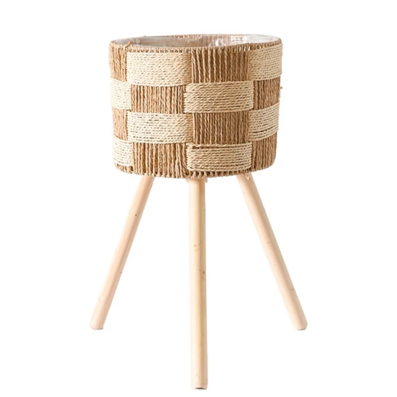 MKYYIOED Rattan Plant Pot Indoor Plant Stand Handwoven Flowerpots Stool with Legs Floor Planter Basket Rack Shelf for Garden Outdoor(M3)