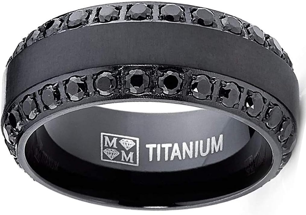 Metal Masters CO. Men's Titanium Wedding Band Ring 8MM Brushed Finish Rose Goldtone Black Silvertone