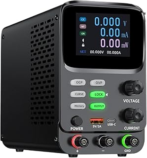 高精度 30V 10A 5A 実験室用電源 調整可能 安定化ベンチ 実験室用電源 電子テスト用 ノブ調整、多重保護(30V 10A)