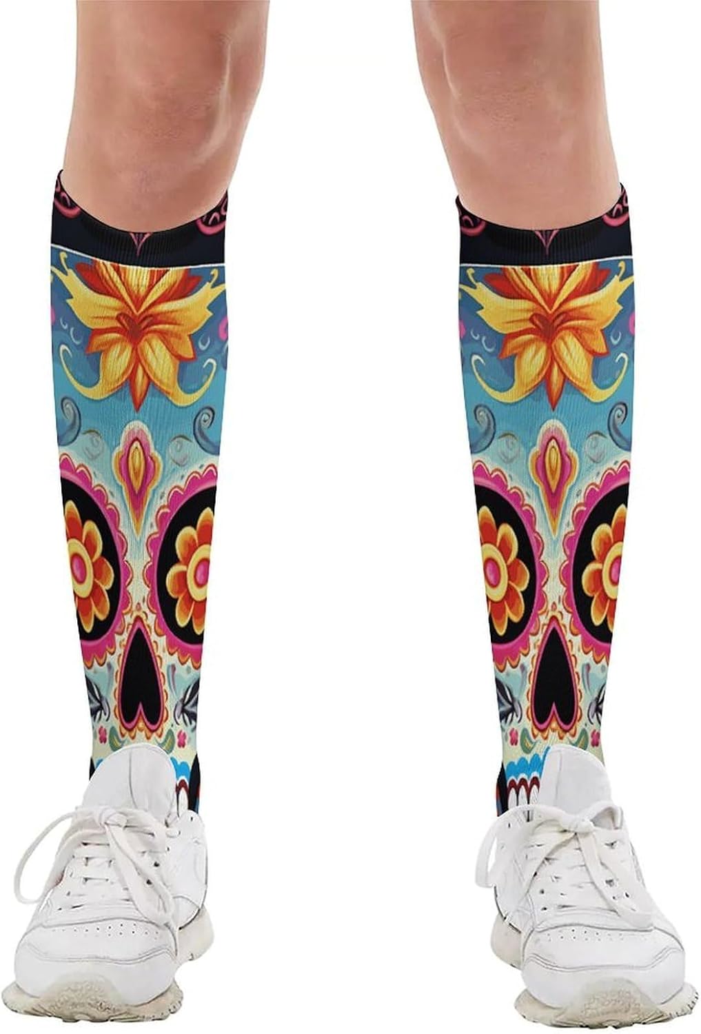 Sugar Skulls Knee High Soccer Socks Moisture Wicking