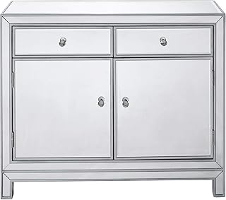 Elegant Decor Reflexion 2 Door Mirrored Nightstand in Antique Silver