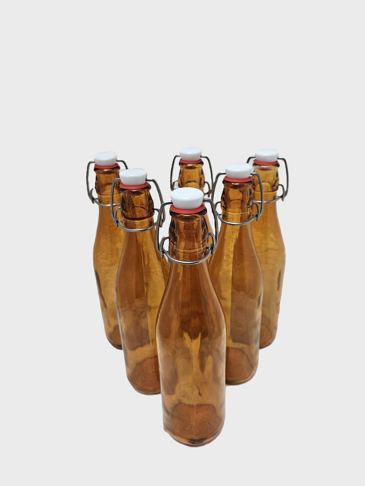 Kware Orange 6Pcs Glass Bottles With Swing Top Brewing Bottles Airtight Preserve Bottles For Home Brewing Oil Vinegar Beer Wine Cider Soda 500Ml (Orange)