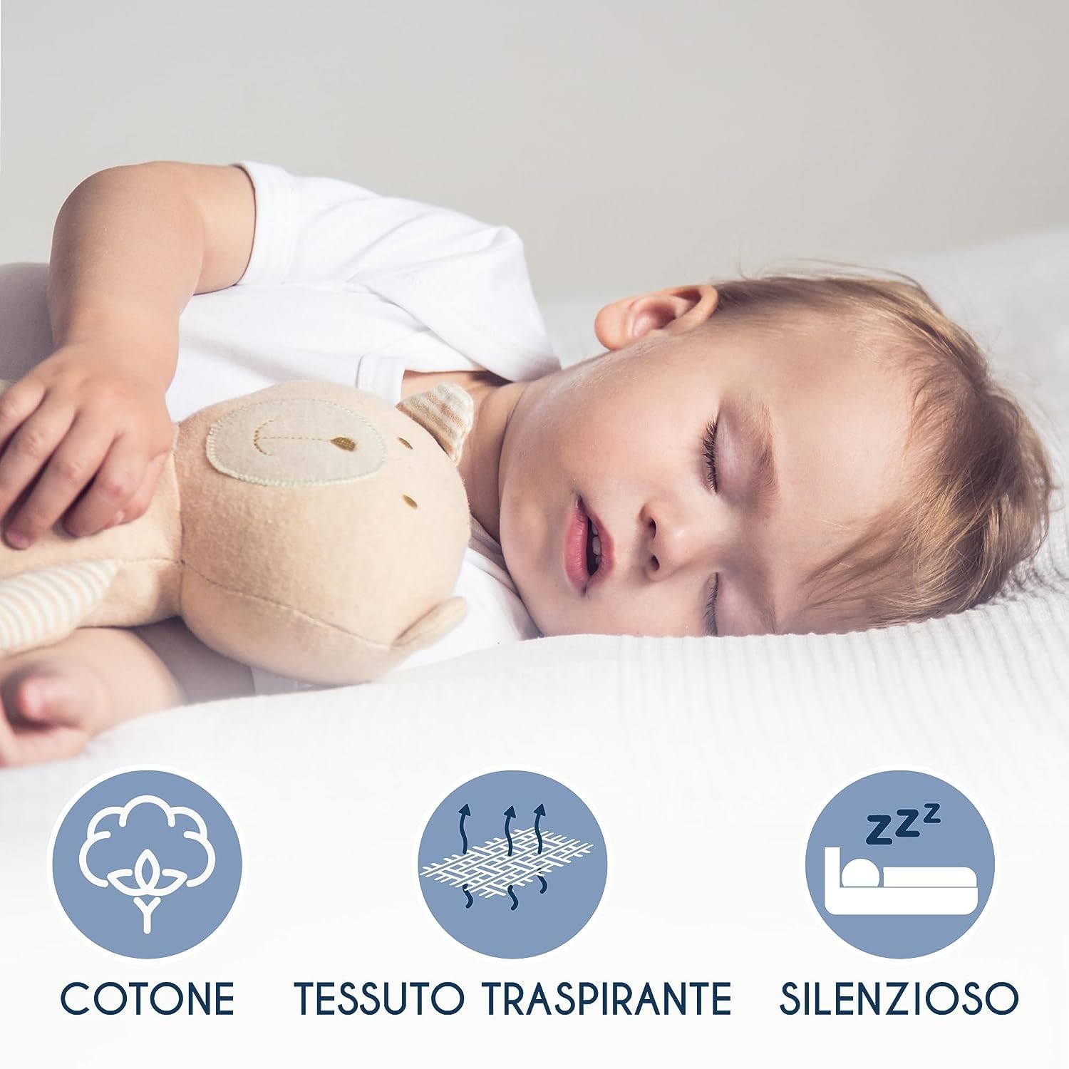 Proteggi materassino lettino,coprimatersasso impermeabile con angoli.Misura 60X120,made in Italy.L'igiene del bambino prima di tutto.