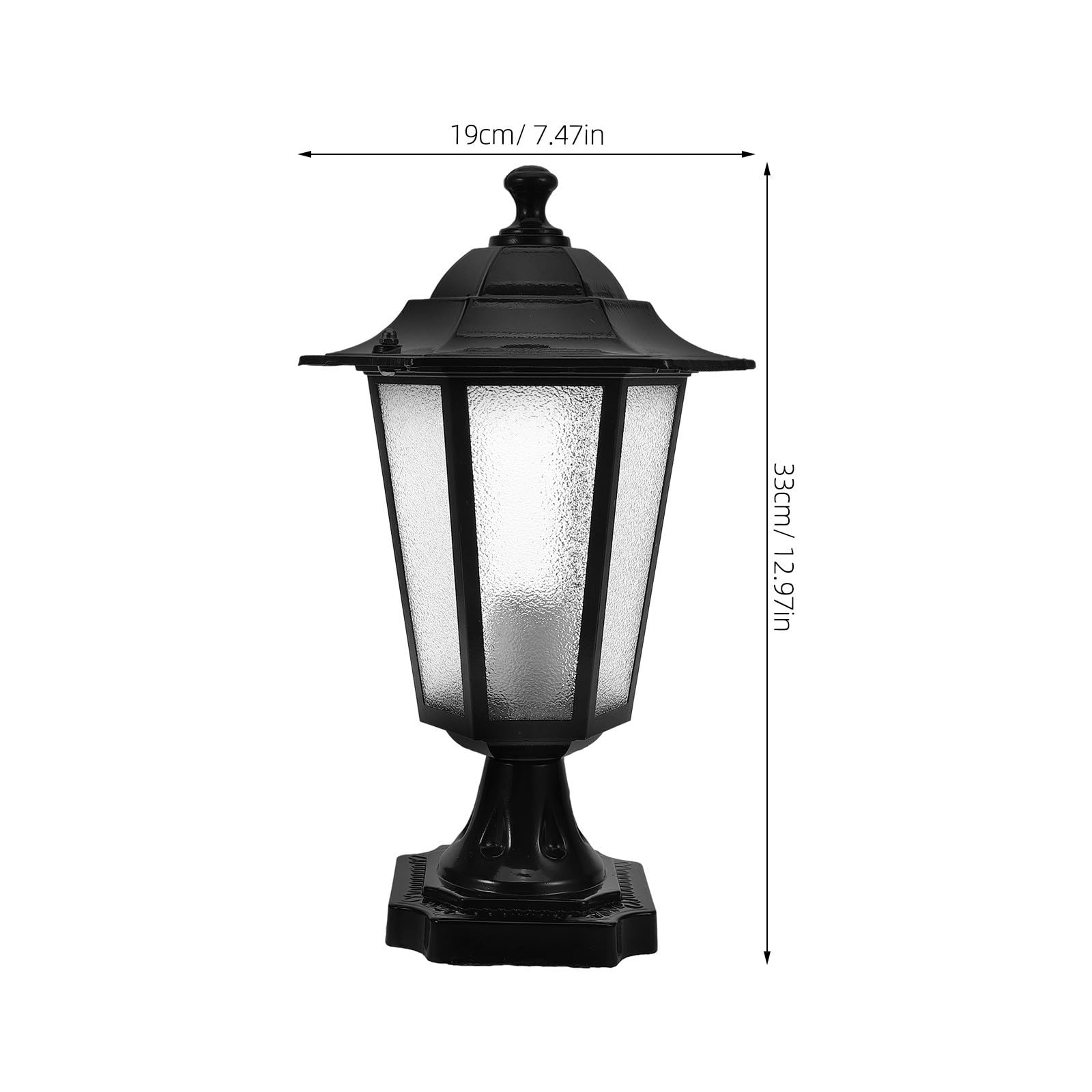 CANIGHT Lampada da Pilastro in Metallo e Vetro Esterno Nera Esagonale
