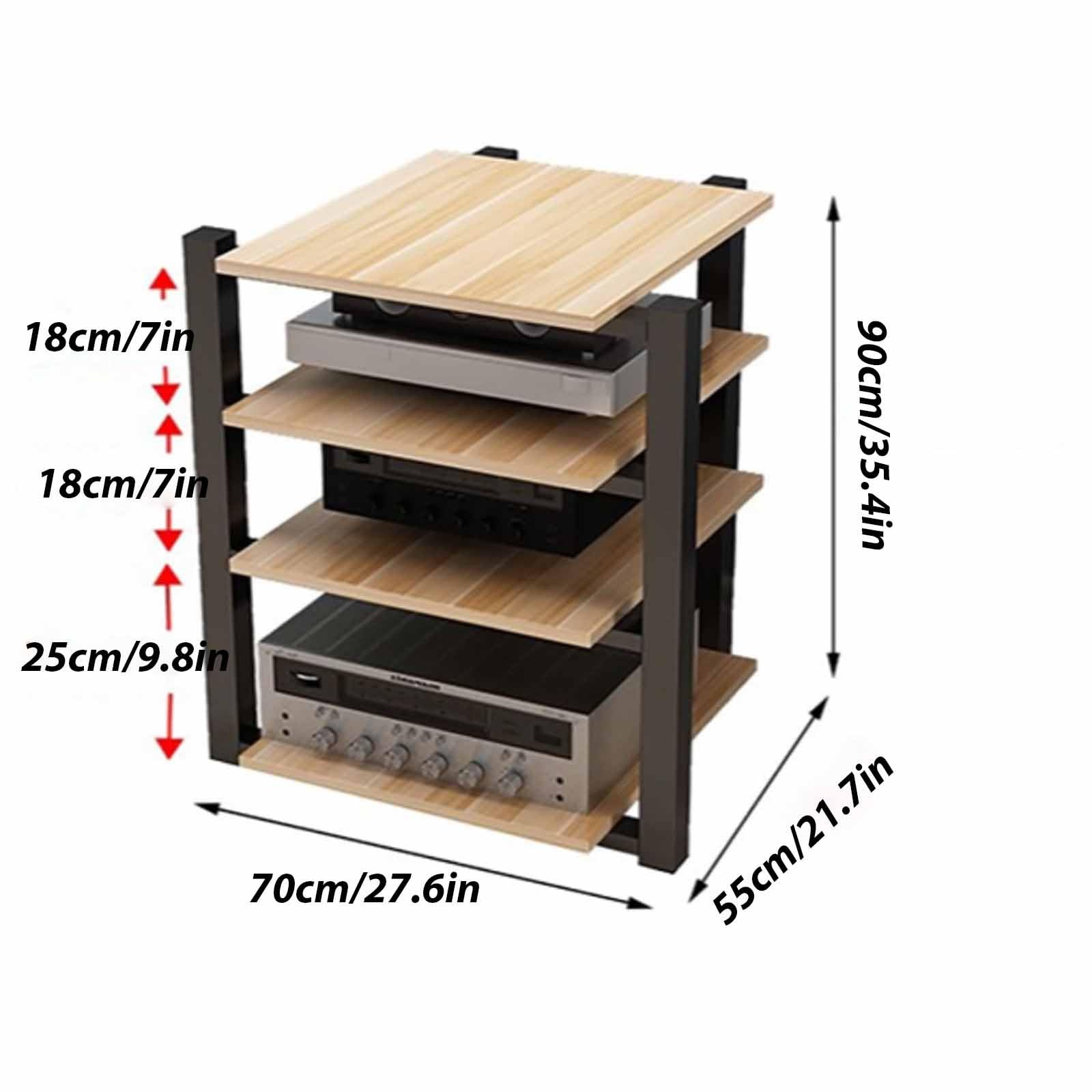 2/3/4-poziomowy stojak AV, wielopoziomowa szafka multimedialna do odtwarzacza płyt CD i odbiornika - ciemny orzech 90 cm stylowe rozwiązanie do przechowywania