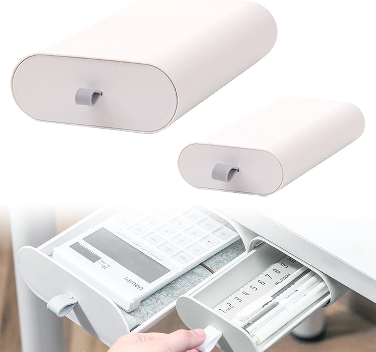 POTRAS 2 Pack Under Desk Drawer Organizer Hidden Self