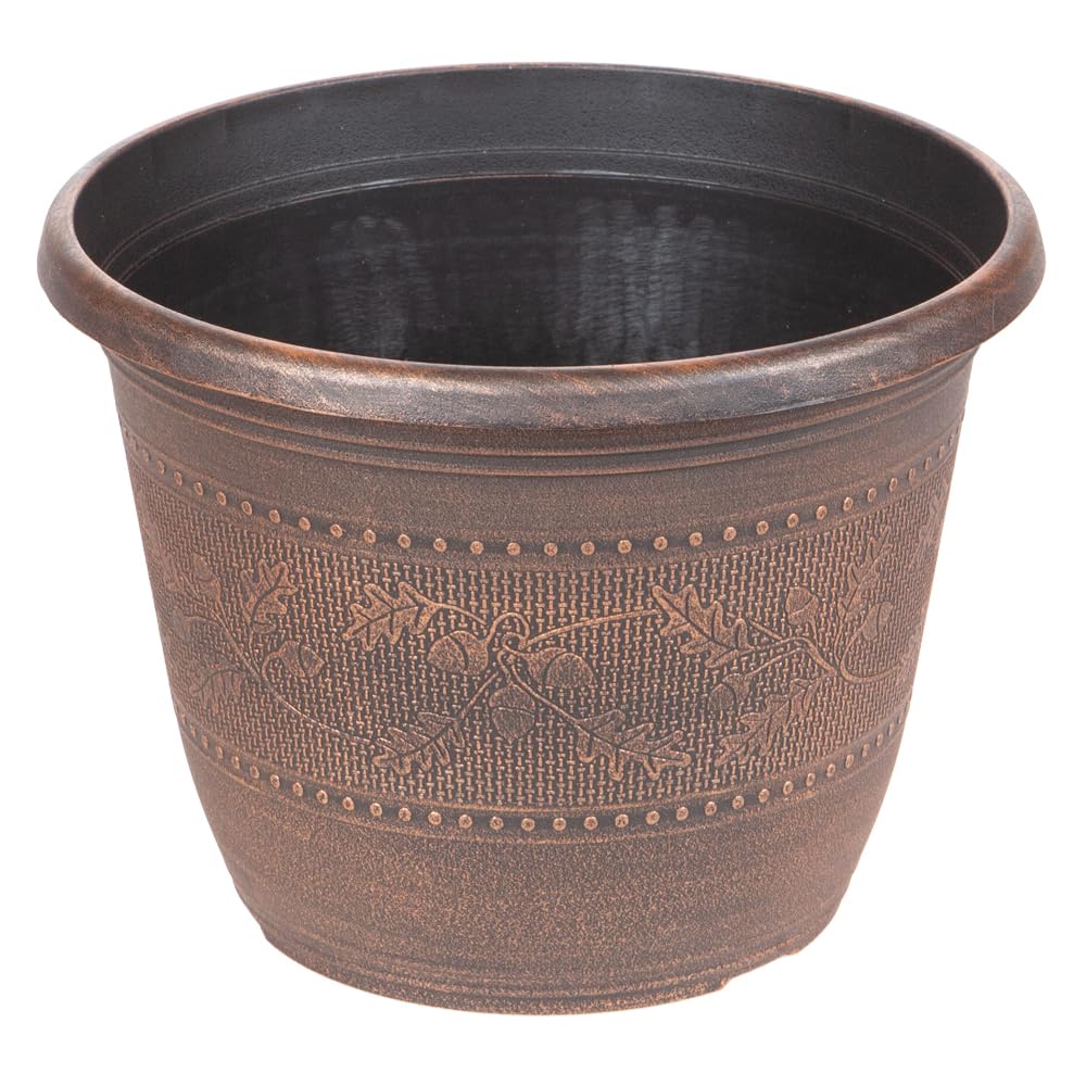 Yougarden Copper Set Of 4 'Acorn' Round Planters 25Cm (10In) -Tone