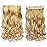 REECHO 16 1-Pack 3/4 Full Head Curly Wavy Clips in on Synthetic Hair Extensions HE008 Hairpieces for Women 5 Clips 3.9 Oz per Piece - Medium Blonde with Highlights