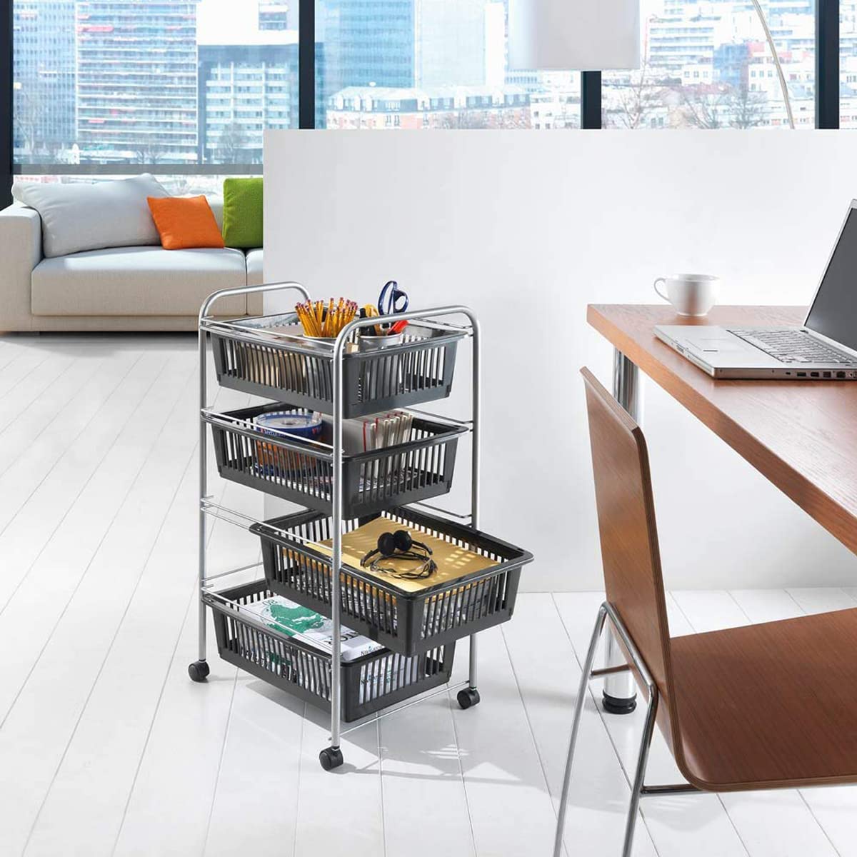 METALTEX 342204 Shelf Trolley with 4 Baskets