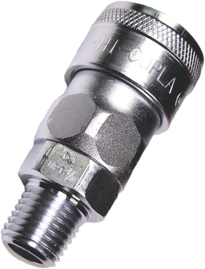 Nitto Kohki Hi Cupla 20SM-NPT Quick Connect Pneumatic Coupler Socket, 1/4" Size, Male, NPT Thread, 218 PSI, Steel