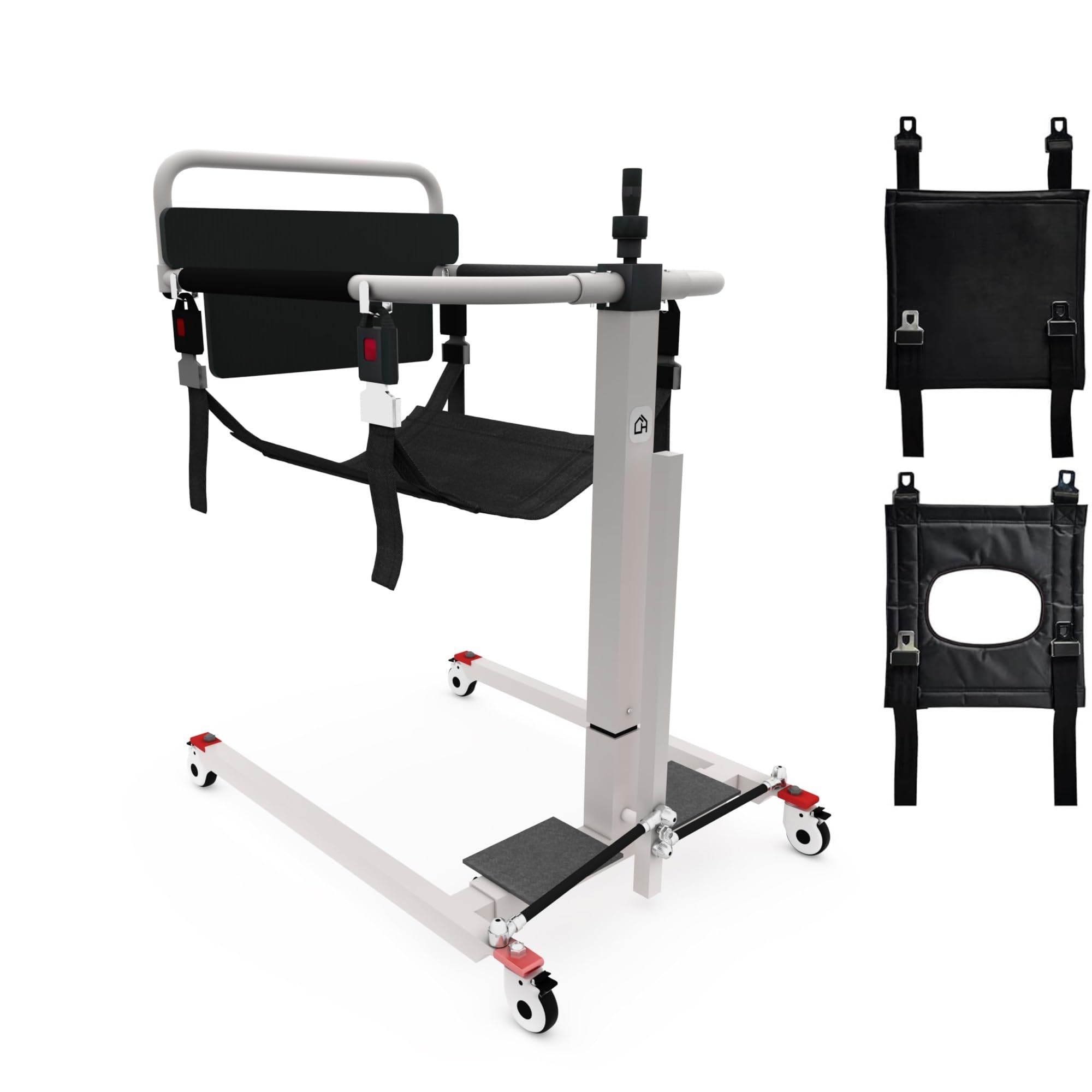 Sollevapazienti Manuale con Altezza Regolabile, Sollevatore Portatile con Imbracatura Inclusa, Sedia di Trasferimento per Disabili e Anziani, Ideale per Uso Domestico e Auto
