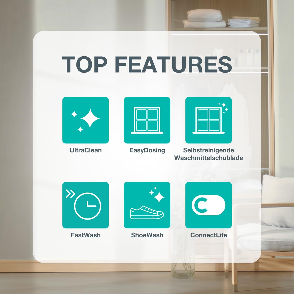 Gorenje W53G494A1P1B Waschmaschine mit Dampffunktion/9 kg/1400 U-Min/ConnectLife/15 Programme/UltraClean/AquaStop/SteamTech/10% besser als Energieeffizienzklasse A/Schwarz