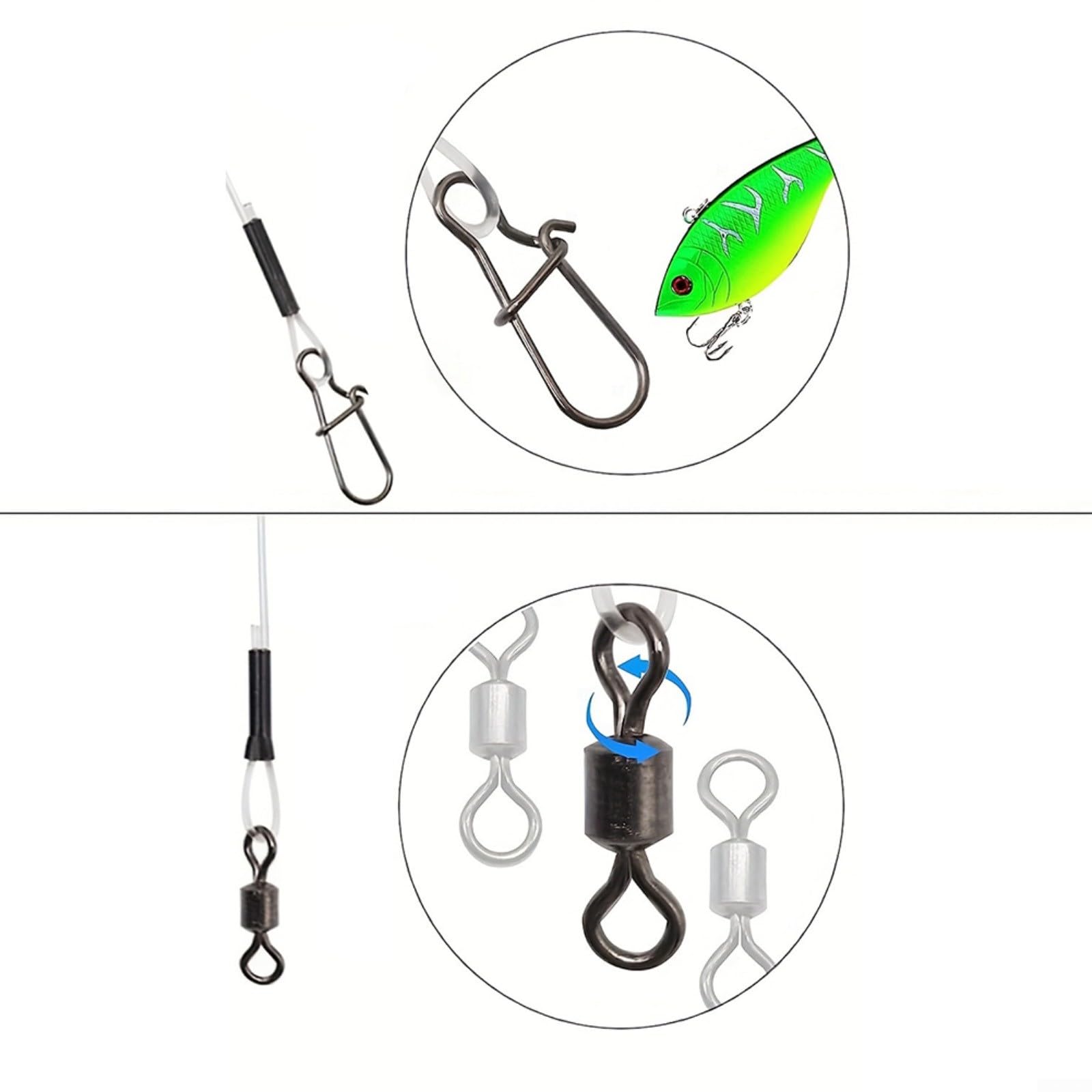 Ligne de pêche fluorocarbone 7-18 kg avec rouleau pivotant test de pression Fastlock – Haute résistance et résistance à l'abrasion | 10 pièces/lot