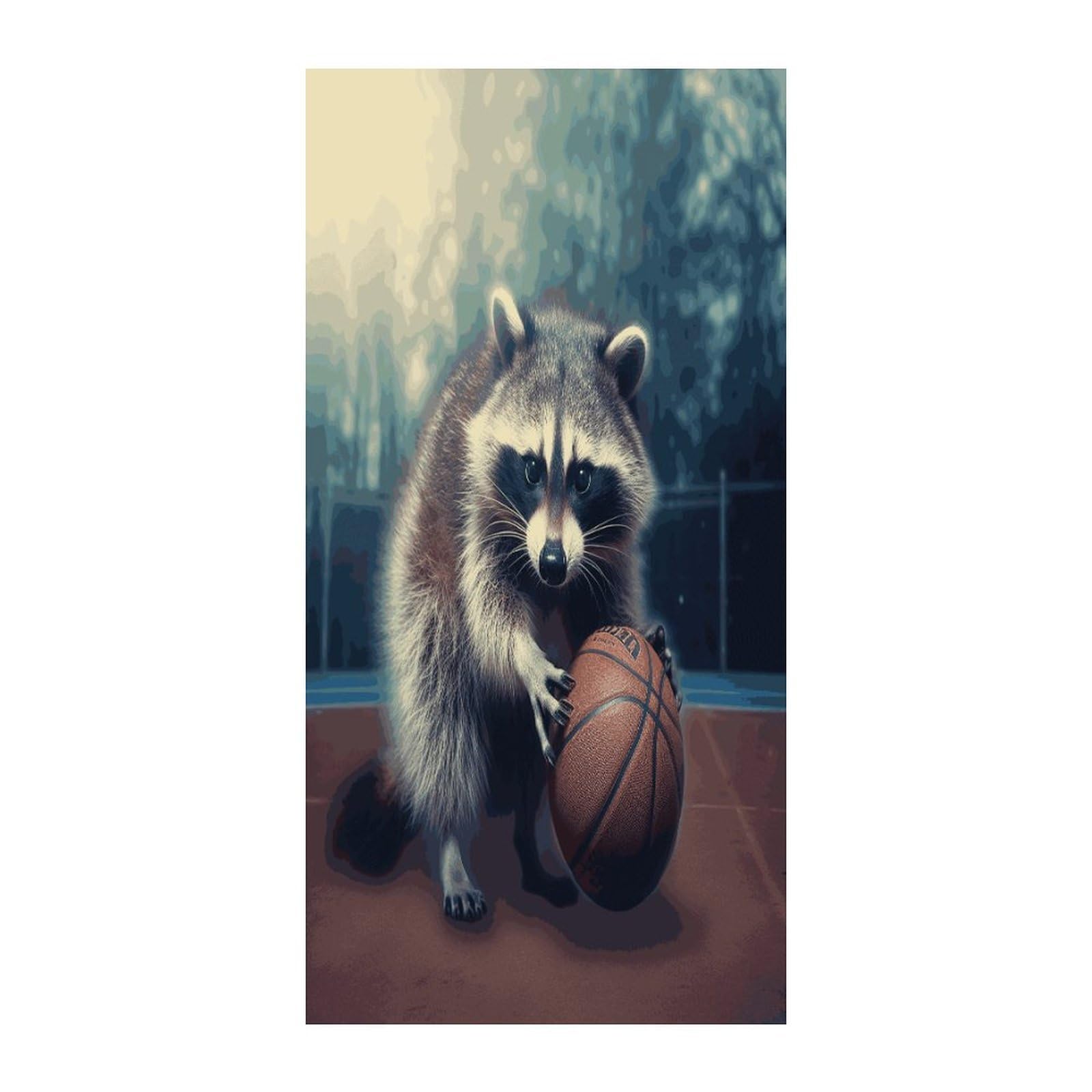 Fekiloot Style Funny Raccoon Basketball Door Curtain Room Divider Curtains