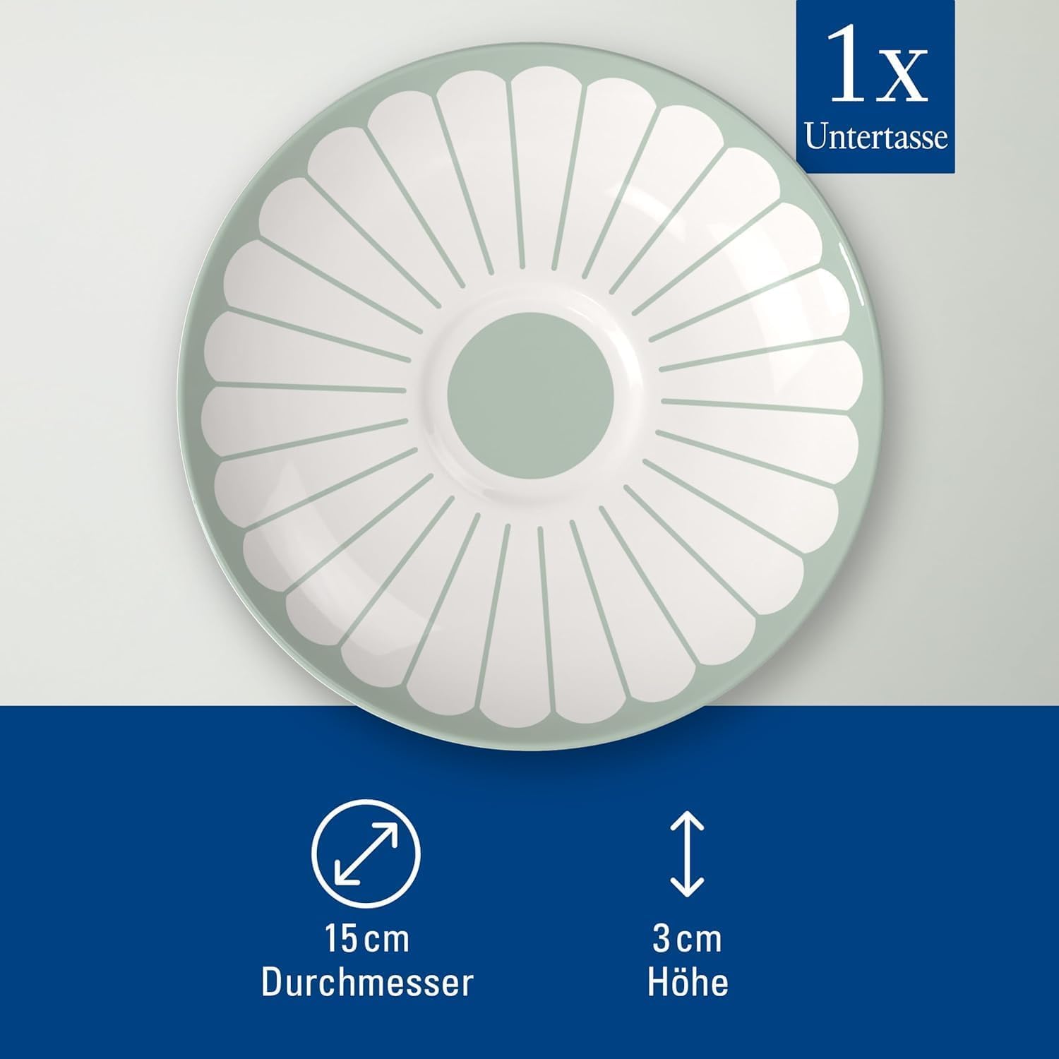 Villeroy & Boch - Fleur vert spodek do filiżanki do kawy zielony, do zmywarki i mikrofalówki, porcelanowa podstawka pod filiżankę herbaty, talerzyk serwowania, kwiatowy wzór, porcelana Premium