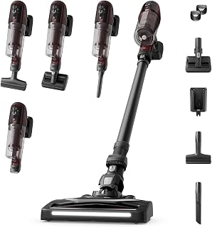 Rowenta X-Pert 6.80 kabelloser Akku-Stabstaubsauger, leistungsstarke 100 AW | Lange Laufzeit bis zu 60 min, LED-Düse, als Handstaubsauger nur 1,4 kg, inkl. Tierhaar-Zubehör, Weinrot/Schwarz, RH6485E0