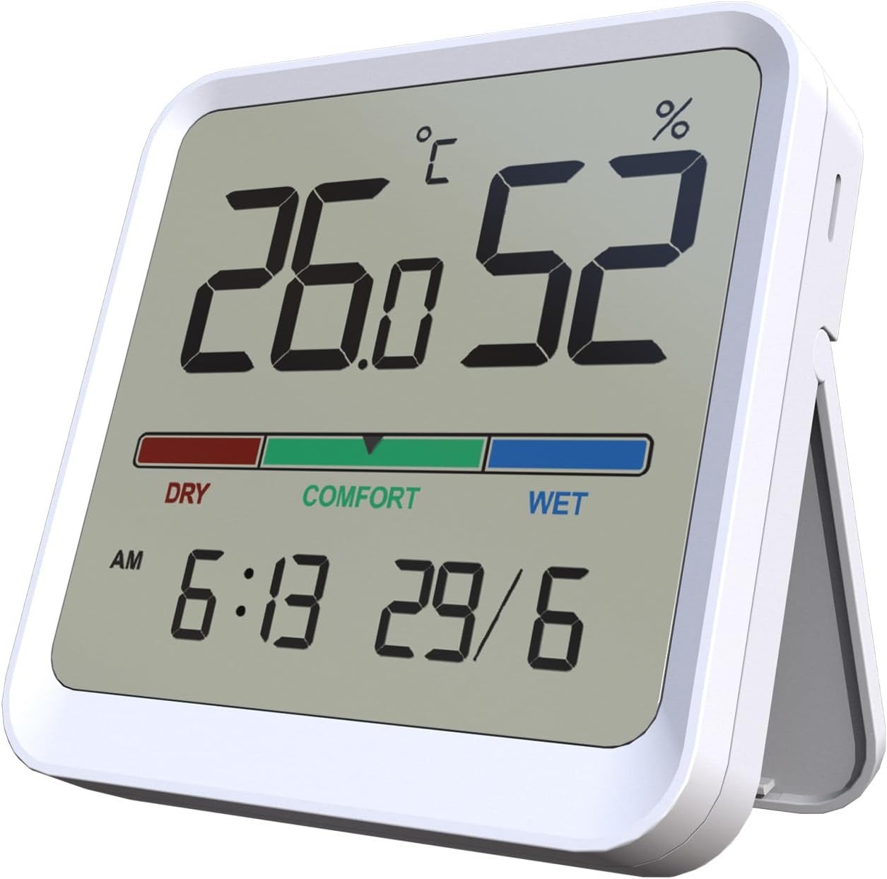 Temtop Indoor Thermometer Hygrometer, Precision Digital Temp/Humidity Monitor with Magnet & 3M Sticker, Date & Time, Wall/Magnet/Stand Mount, for Home, Office, Nursery, T1-SE