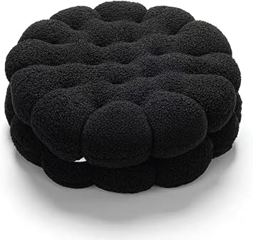Throw Pillow Round Cookie Pillow Thick Seat Cuhsion for Sofa Couch Patio Balcony Tatami PadSize35cm/13.7in,ColorBlack