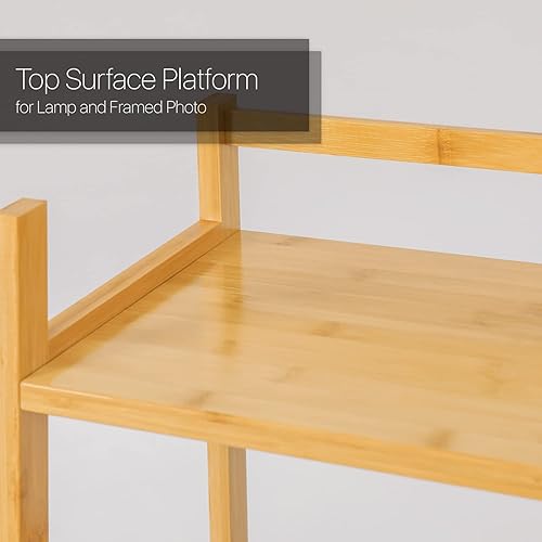 Miniatura 4 de MoNiBloom Estante de escalera para libro de flores, bambú de 3 niveles, organizador de almacenamiento trapezoidal para sala de estar, balcón,