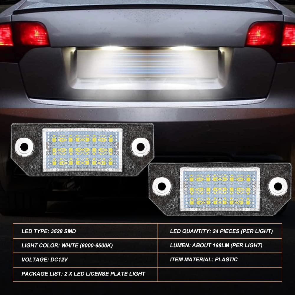 KATUR 1 par de 24 SMD LED luces de matrícula para Ford Focus C-MAX 03-07 bombillas reales
