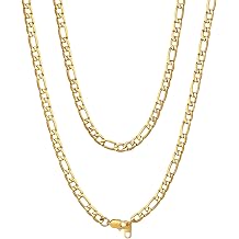 ChainsHouse Stainless Steel Figaro Chain Necklace for Men Women