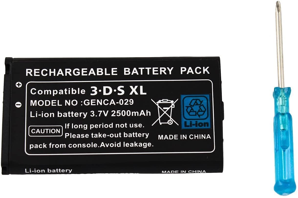 Link-e : batería Recargable de Repuesto, 3.7V 2500mAh, Destornillador Incluido, Compatible con la Consola Nintendo 3DS XL