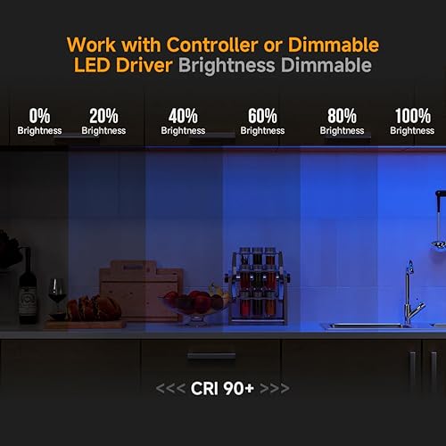 Miniatura 4 de BTF-LIGHTING FCOB - Tira LED COB de color azul, 480 LEDsm, 16.4 pies, DC12V, flexible, de alta densidad, luz uniforme de 0.315 in de ancho,