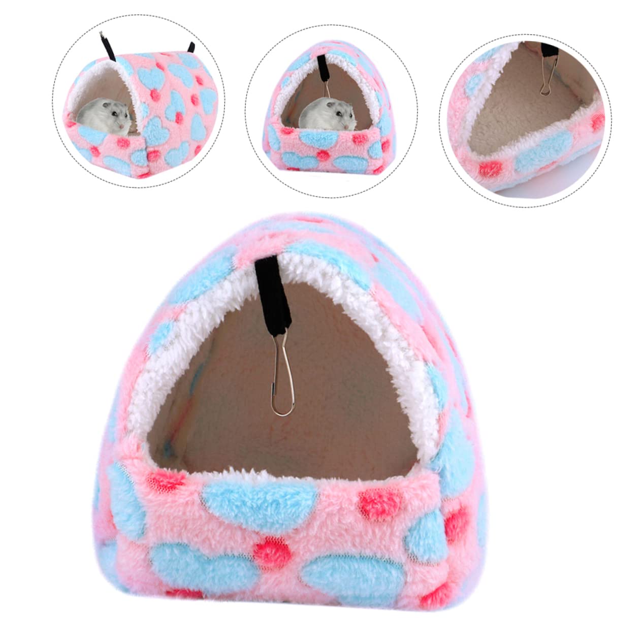 BESPORTBLE 5stücke Thermische Hängematte Für Hamster Winterwarm Aus Baumwolle Mit Metallhaken Für Kleine Haustiere Wie Chinchillas Ratten Und Meerschweinchen Mit Herzen