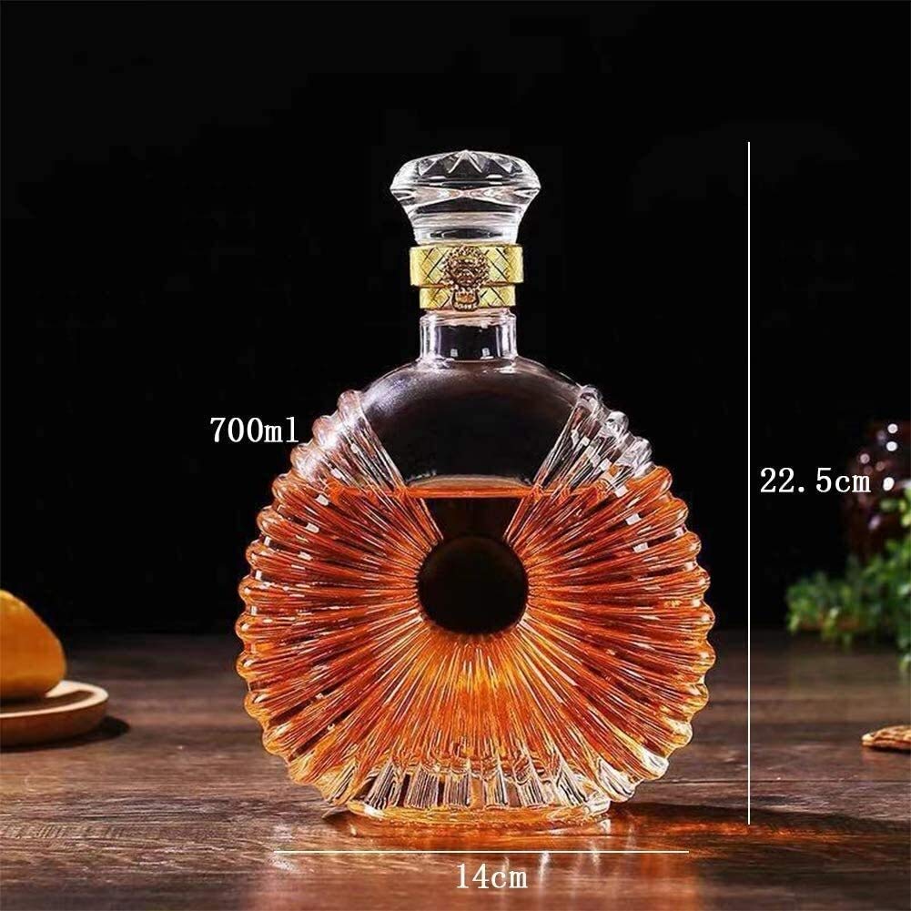 Karafka do whisky i zestaw kieliszków, szklana karafka do wina z korkiem, stojak Hanade szklany dozownik wina, karafka do whisky, karafka alkoholowa do alkoholu (rozmiar: 1)