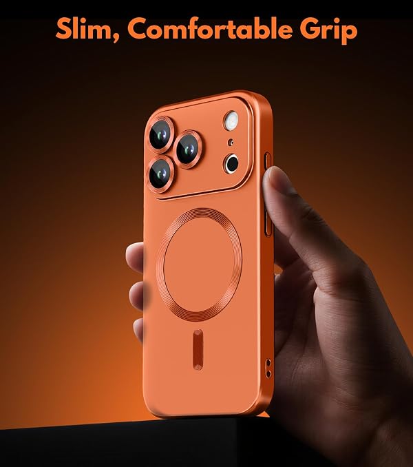 HJHStar Magnetic Case for iPhone 17 Pro - MagSafe Compatible, Military-Grade Drop Protection Bumper with Camera Lens Protector, Slim Shockproof Phone Cover, Matte Metallic Orange by HJHStar - Used condition - Image 6