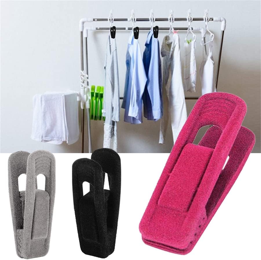 Miniatura 7 de Clips de terciopelo flocado, 20 clips antideslizantes y extraíbles para ropa, clips fuertes flocados perfectos para ropa fina de terciopelo (negro)