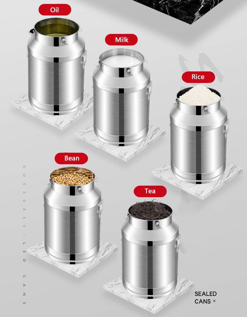 Cubo hermético de acero inoxidable 64L para vino, contenedor de transporte resistente con tapa, almacenamiento multifuncional para bebidas y alimentos