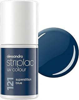 alessandro Striplac UV Nail Polish Superstition Blue - Covering and Scratch-Resistant Up to 15 Days - Easy to Apply - Gentle Decal Technology - Vegan - Blue, 5 ml