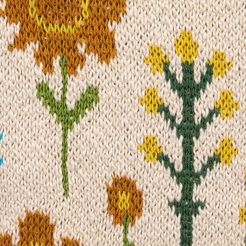 Image of Creative Co-Op Soft Cotton Knit Blanket with Decorative Florals Design