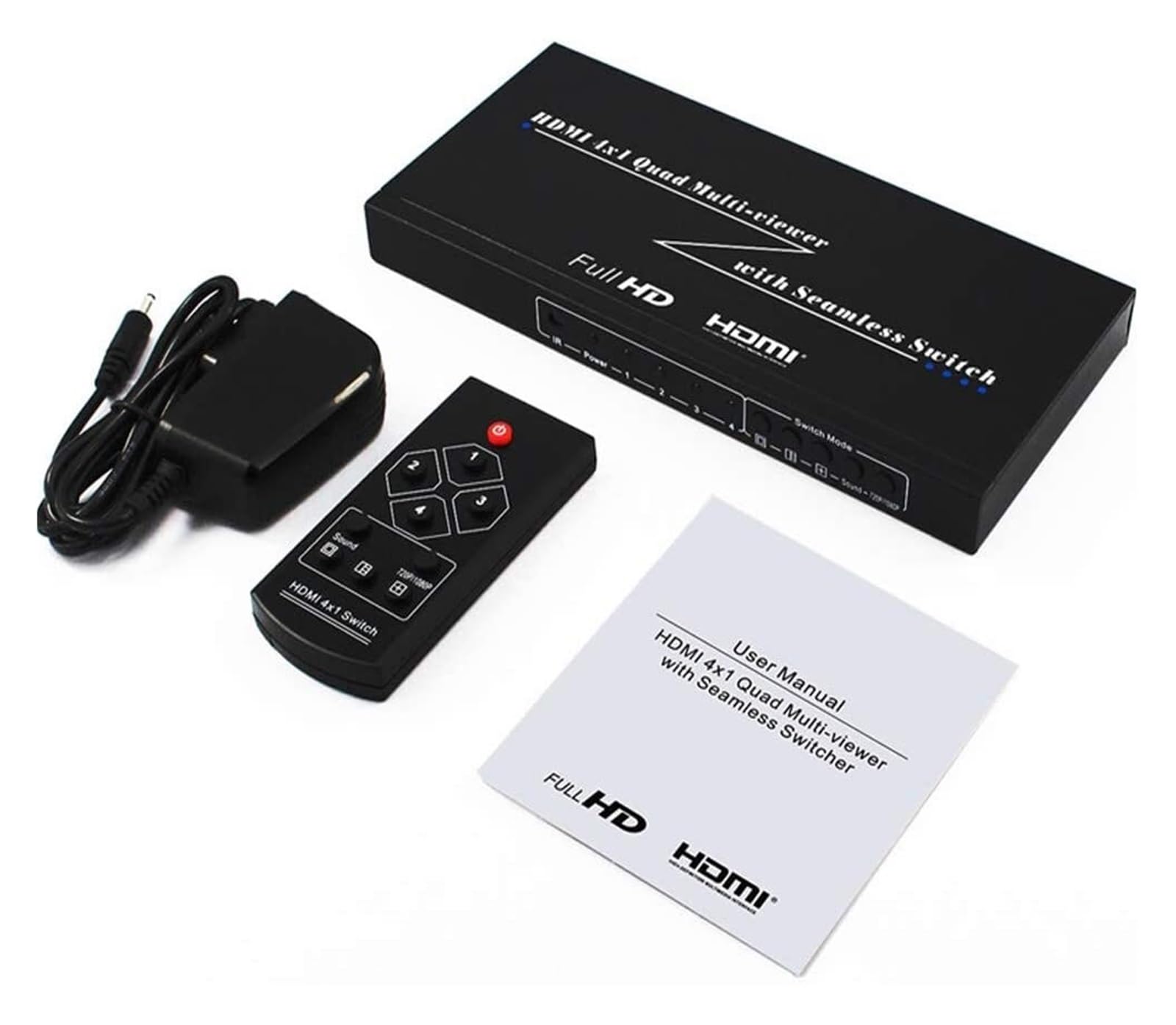 Splitter Multi-viewer 4X1 con commutatore Senza Soluzione di continuità, 4 Porte, Controllo IR