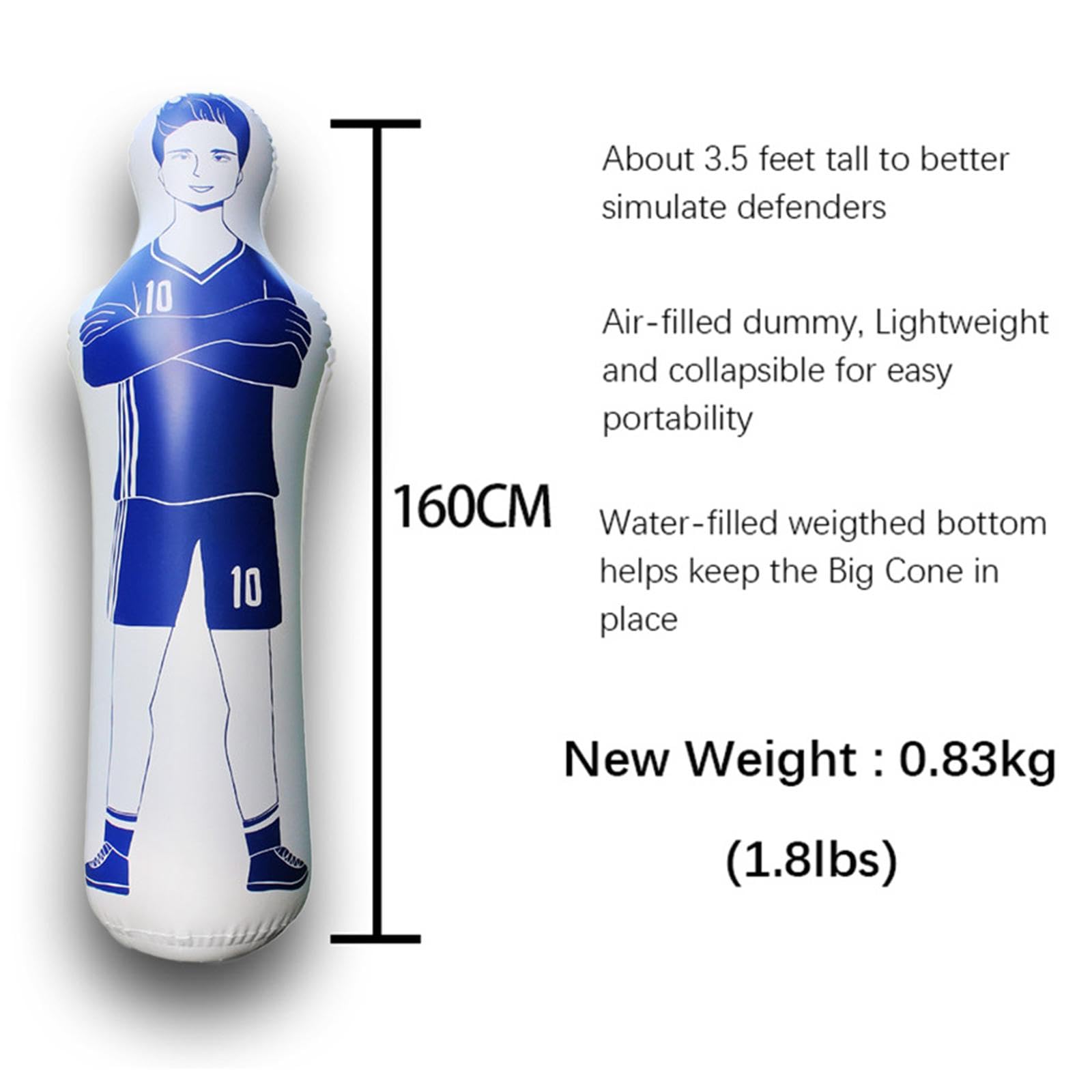 Multifunktions Aufblasbarer Schnuller Schnuller Tackling Dummies Trainingsgeräte Blau 160cm