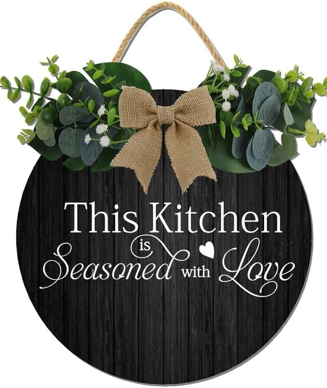 Miniatura 7 de Letreros de cocina, decoración de pared, reglas de cocina, letrero redondo rústico de madera, para el hogar, oficina, tienda o restaurante