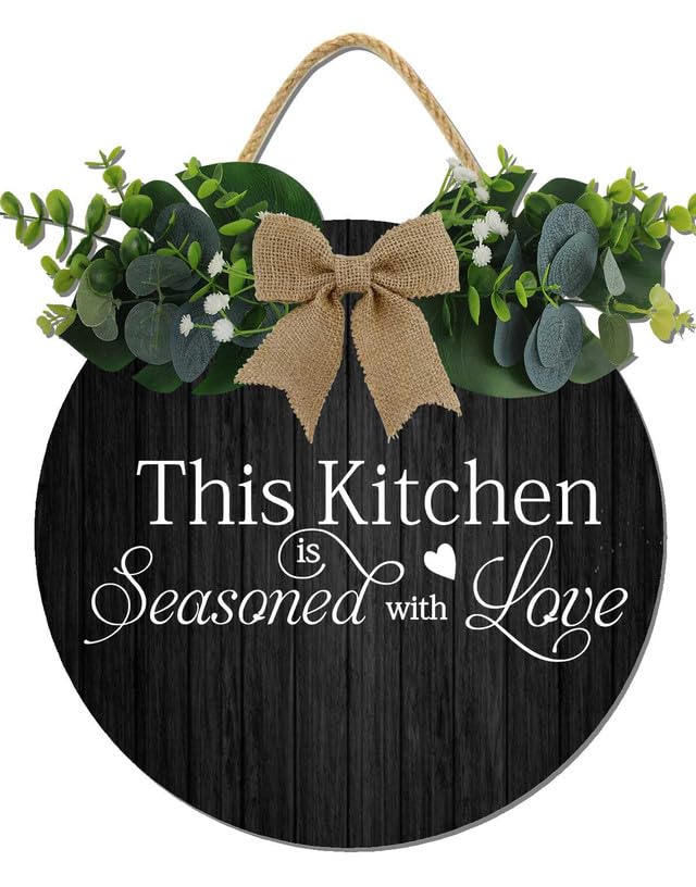 Kitchen Sign,This Kitchen Is Seasoned With Love Rustic Round Wooden Sign,For Home, Office, Store Or Restaurant