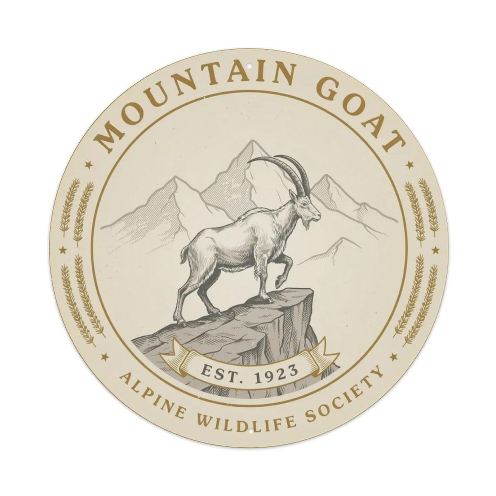 Vintage Mountain Goat Metal Tin Sign Plaque