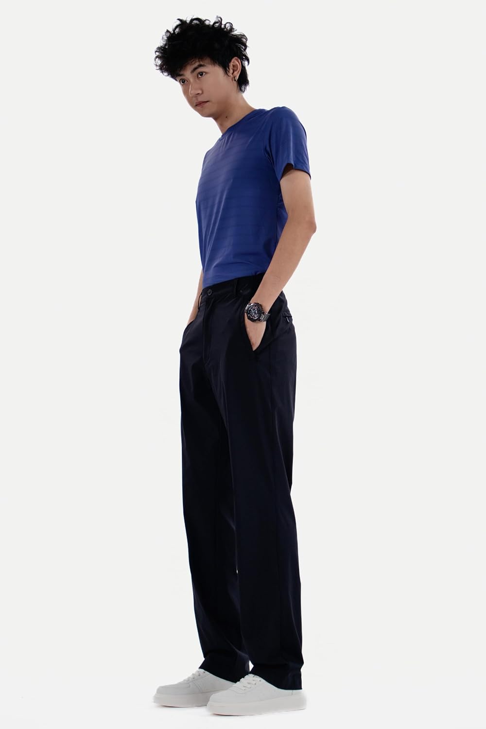 Men's High Stretch Dress Pants, Lightweight Quick Dry Casual Work Pants with Pockets, for, Golf, Daily Wear