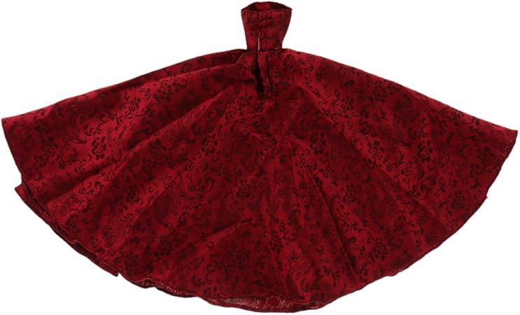Amazon Co Jp バービー人形用 1 6 パーティードレス 布生地 おしゃれドレス ワインレッド 赤ちゃん ドール服 装飾品 おもちゃ