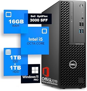 【整備済み品】 DELL OptiPlex 3000 SFF 第12世代 i5 メモリ 16GB / SSD:1TB+HDD:1TB/Windows11 Pro/MS Office2019/USB3.1/DVD/4KHDR対応/DP/HDMI/WIFI・Bluetooth無線端子付き