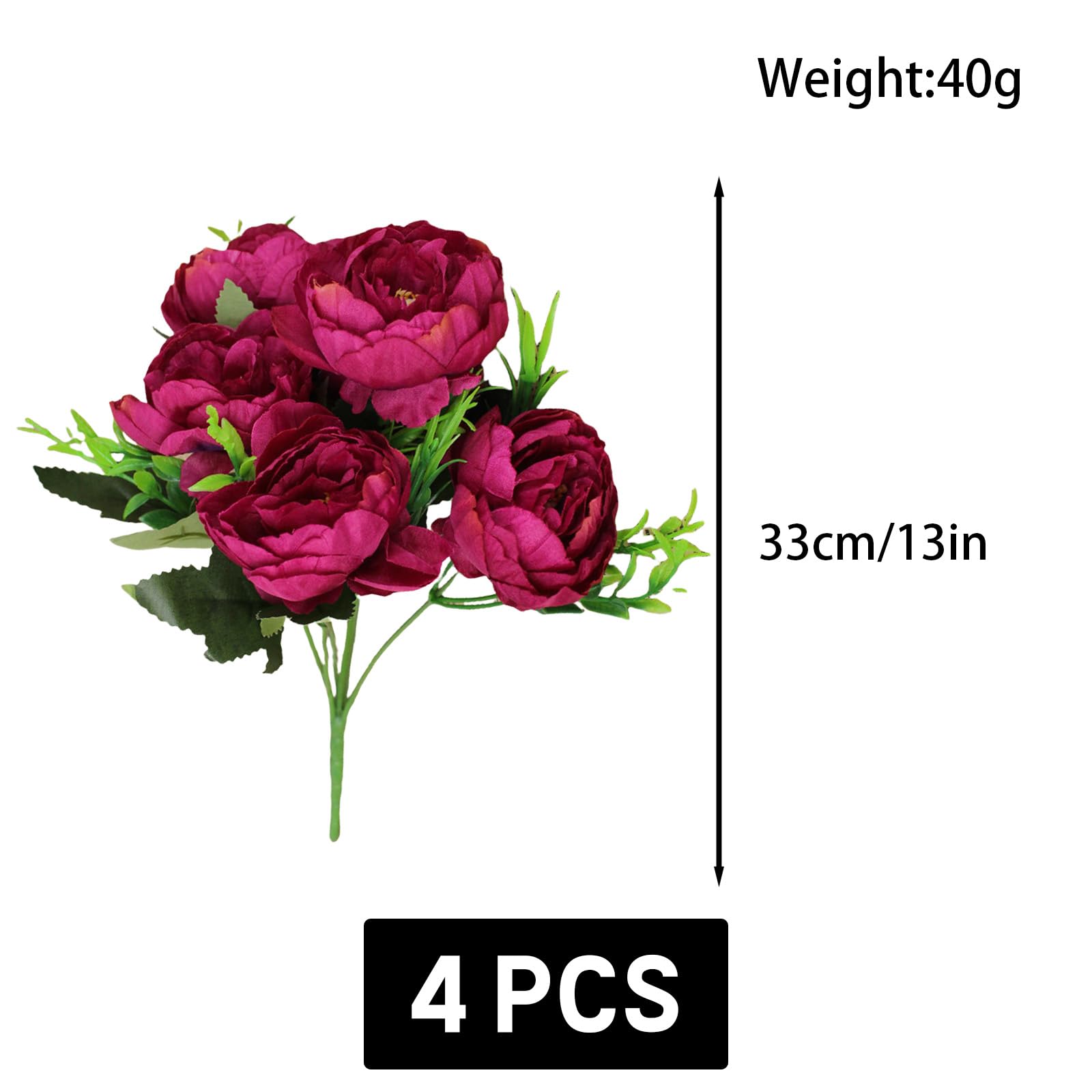astylishome Fake Flowers for Decoration 24 Bouquet of Peony Artificial Flower Perfect for Wedding Bridal Party Home Office Decor Bouquets Craft Accessories 0806 - Image 3