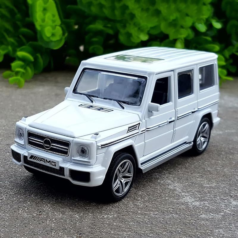 Image of Kids Model 1:32 G65 Die Cast Metal Car Pull Back Action Opening Doors with Realistic Engine Sound Lights Toy Car Gift for Boys - White