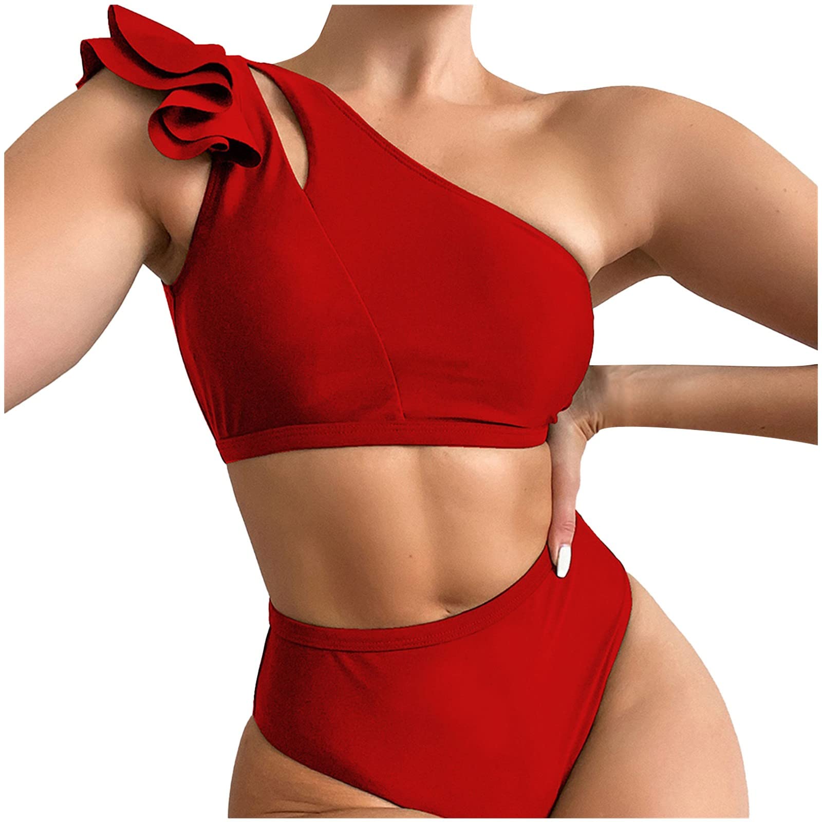 Sizoer Bikinis Africanos Chic Bikini Traje de baño de Mujer Un Hombro Color sólido Traje de baño de una Pieza Traje de baño de Entrenamiento de Cintura Alta Traje de baño Bañador Niño 3 Años Patrulla Canina