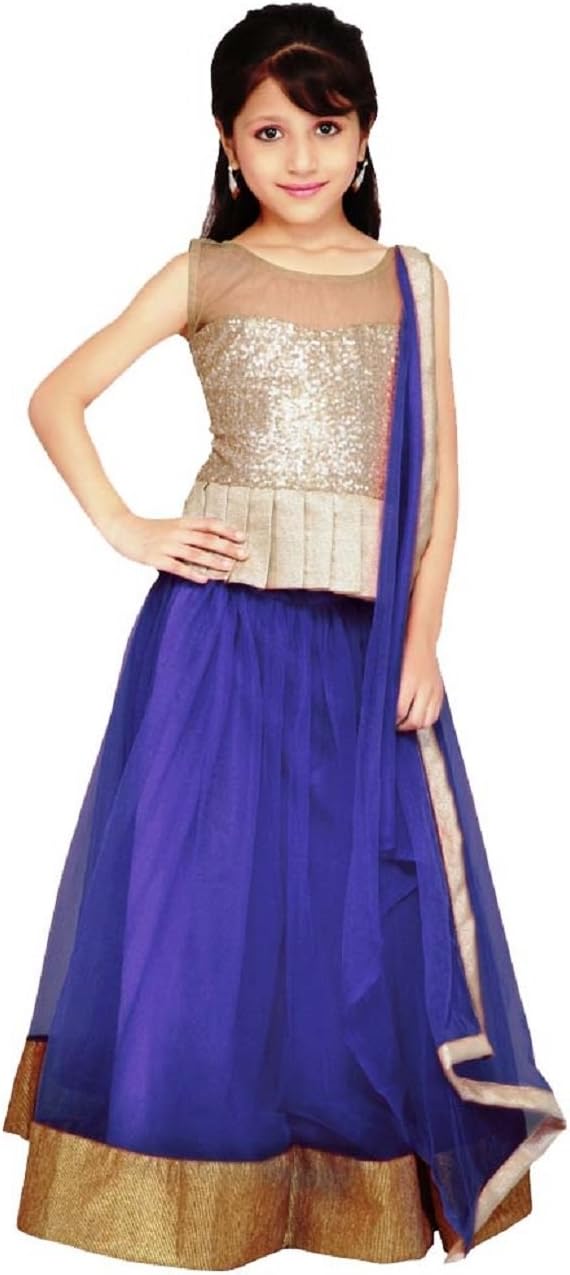 gorgeous fashion Big Girls' Lehnga Choli Free Size Nevy Blue