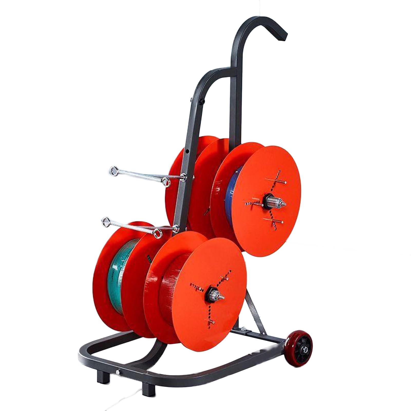 WDSOPK Wheeled Spool Holder, High Strength Wire/Cable Dispenser 4 Rolls - Conduit Display and Storage for Electrical Industrial and Retail Use
