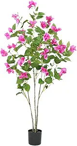 Garveehome 4FT Artificial Bougainvillea Tree, Simulation Flower with Real Touch Leaves Fake Potted Green Plant for Photography Studio Atmosphere Decor for Office Home Decor Housewarming Gift