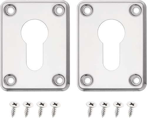 2 juegos de reparación de cubierta de agujero de llave de repuesto de acero inoxidable cuadrado para agujero de cerradura de la placa de la cubierta
