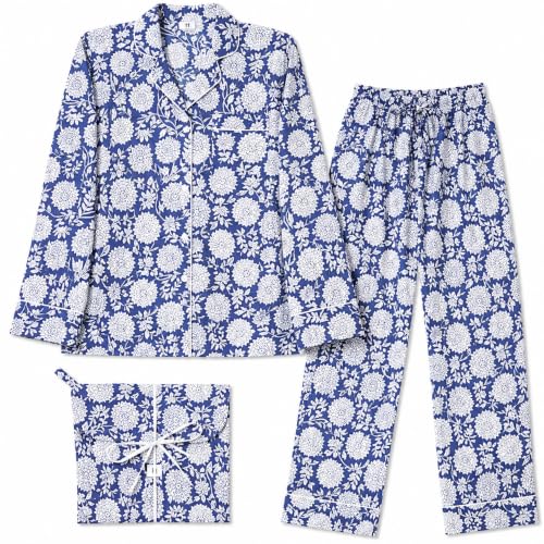 Image of Huar Cotton Pajamas Set for Women - Luxurious Cotton Womens Pajama Sets - Comfortable Christmas PJ Set, Breathable & Light Pj